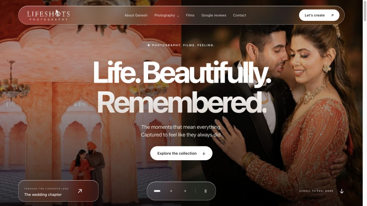 LifeShots Photography public homepage preview